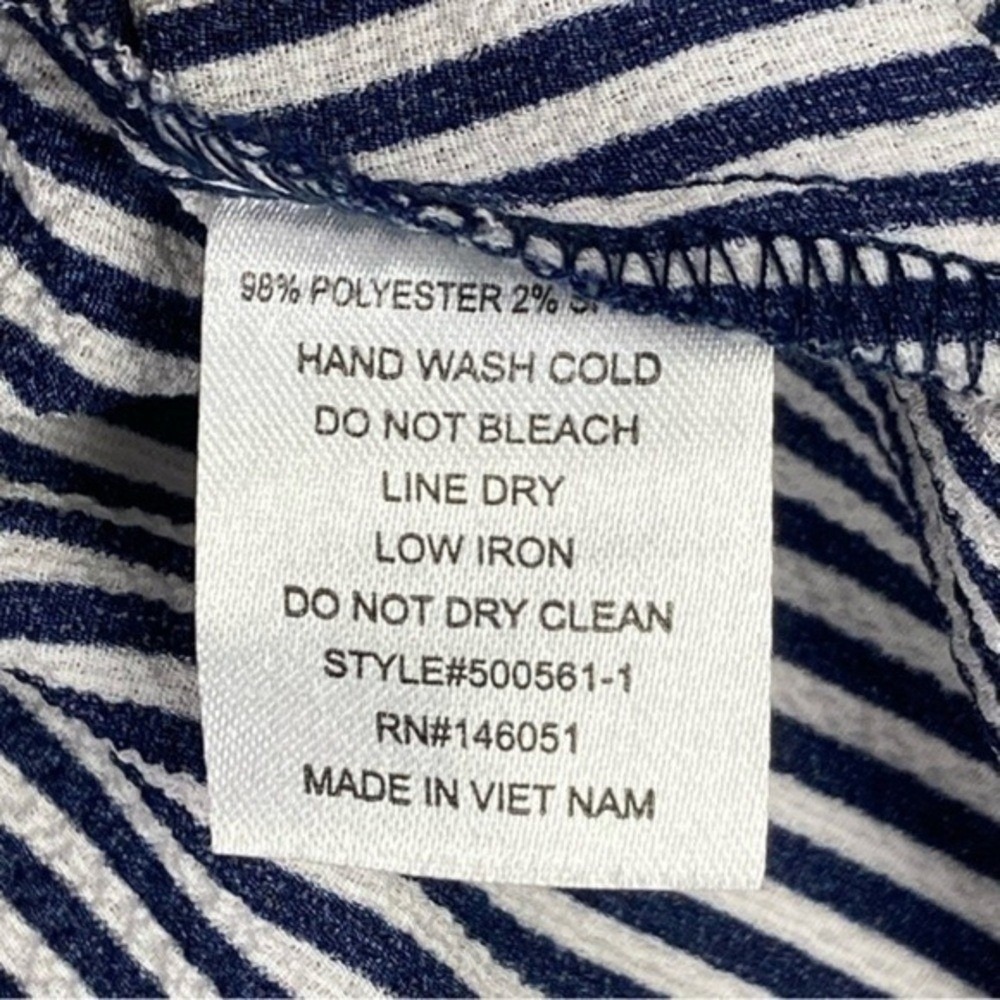 Monteau Striped Button Front Midi Shirt Dress Women S Navy White Office Chic New - Picture 12 of 12